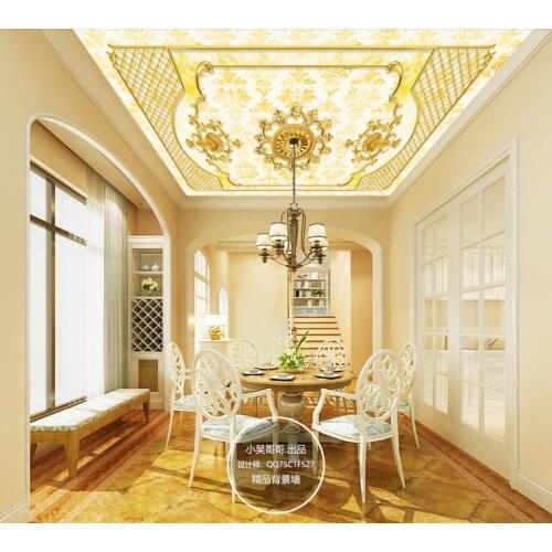 Stereoscopic 3d photo print wallpaper ceiling European style 3d ceiling photo wallpaper roll size