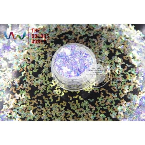 TCR6321A White with blue light shinning colors glitter Bat shapes 5MM size amazing sparkles for Nail Art and DIY supplies