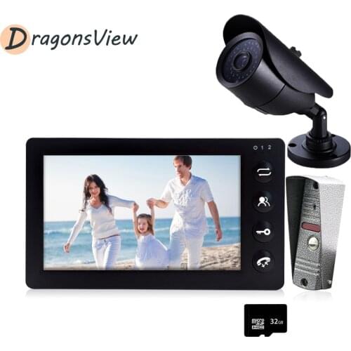 Dragonsview 7 Inch Video Intercom Video Door Phone 1200TVL Doorbell Access Control System Motion Detect with 16GB CCTV Camera