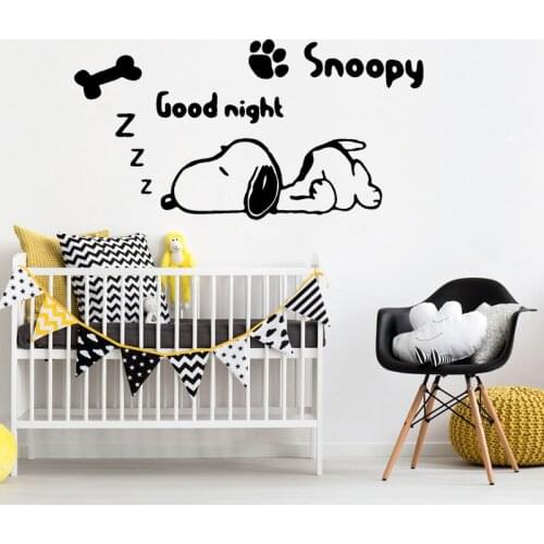 Goodnight Puppy Dog Vinyl Wall Sticker for Kids Rooms Bedroom Wall Decal Nursery Boys Girls Home Decor Vinilos Paredes K723