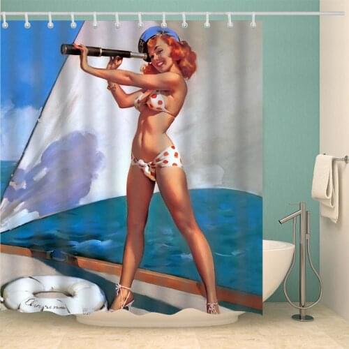 Sexy beautiful Woman Waterproof Shower Curtains Bath Curtain Polyester Waterproof Bathroom Curtain hooks 3D prints