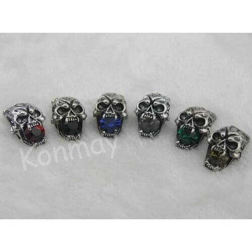 7 CLRS--5 Sets Skull Head Two Hole Hook Clasp with Jet Crystal Bead Up to 4.mm--CLP1067