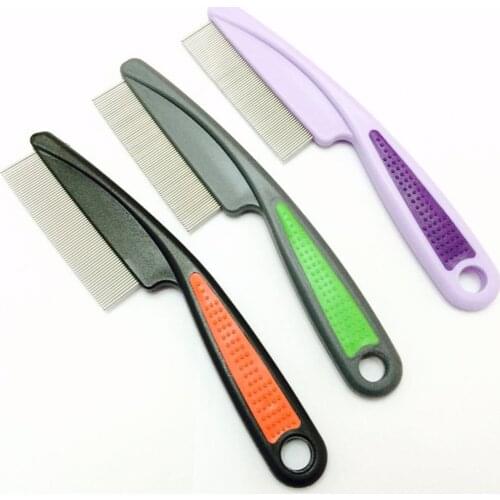 1pc Pet Dog Comb Fleas Remove Lice Stainless Steel Comb Float Hair Tear Marks Tick Removal Hair Grooming Tool Random Color