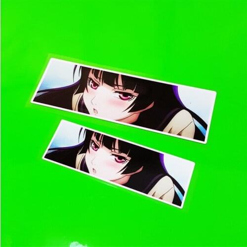 1PCS Personalized Cartoon Anime Girl Staring Sticker Car Electric Motorcycle Waterproof Computer Reflective Decals
