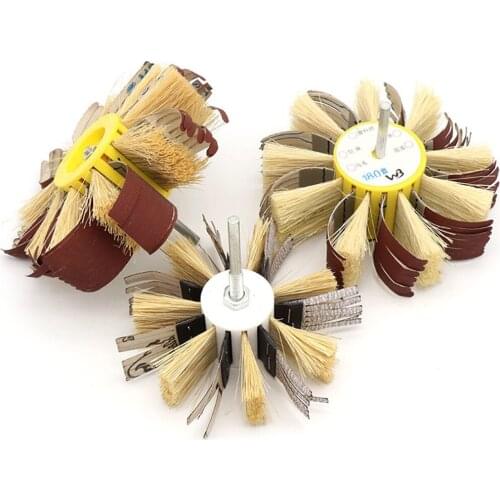 1PCS Sisal & Sandpaper Sanding Flap Wheel Polishing 1/4'' Shank for Drill Rust Paint