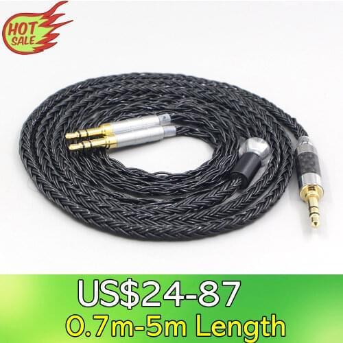 LN007424 16 Core 7N OCC Black Braided Earphone Cable For Onkyo A800 Headphone 3.5mm Pin