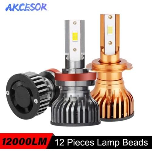 2x H7 LED H4 Auto Lamp H1 H8 H9 H11 9005 9006 9012 Car Headlight Bulb 55W 12000LM Fog Light 12 Chips Super Bright