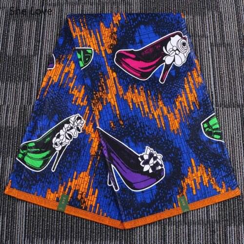 Chzimade 1Yard Ankara African Cotton Real Wax Print Fabric High Heels Printed Batik Fabric For Dress Diy Sewing Crafts