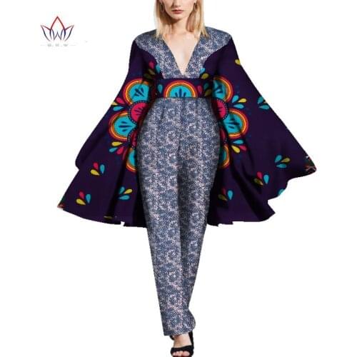 Africa Cotton Wax Print Romper Bazin Riche Elegant Jumpsuit For Women Dashiki Plus Size African Clothes for Women WY5597