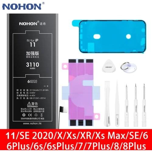 NOHON Battery For iPhone 7 6 6s 8 Plus 11 Xs Max XR X SE 2020 SE2 High Capacity Replacement Lithium Bateria For iPhone7 iPhoneX