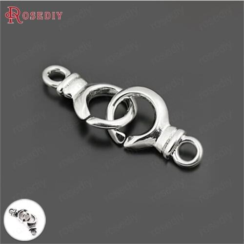 B147)5 Sets full length 32mm Imitation Rhodium Brass Handcuffs Connect Clasps Diy Jewelry Findings Accessories Wholesale