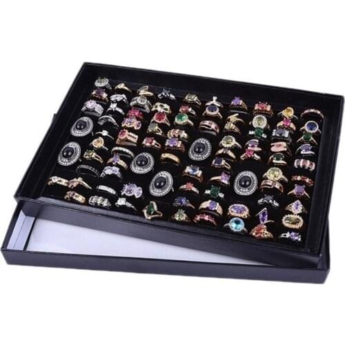 100 Grids Ring Display Box Jewelry Cardboard Jewelry Storage Case Holder Showcase Ring Cufflink Jewelry Tray With Lid Ring Disp