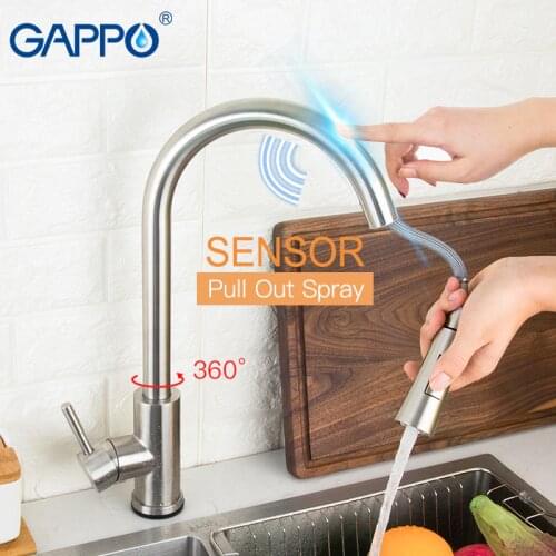 GAPPO Stainless Steel Touch Control Kitchen Faucets Smart Sensor Kitchen Mixer Touch Faucet Kitchen Pull Out Sink Tap Faucet