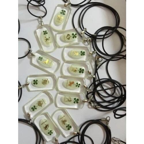 FREE SHIPPING Hot Sell twelve constellations real four leaf clover charming design pendant