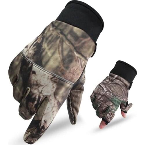 Camouflage Fishing Gloves Hunting Gloves Anti-Slip 2 Fingers Cut Outdoor Camping Cycling Half Finger Sport Gloves Camo
