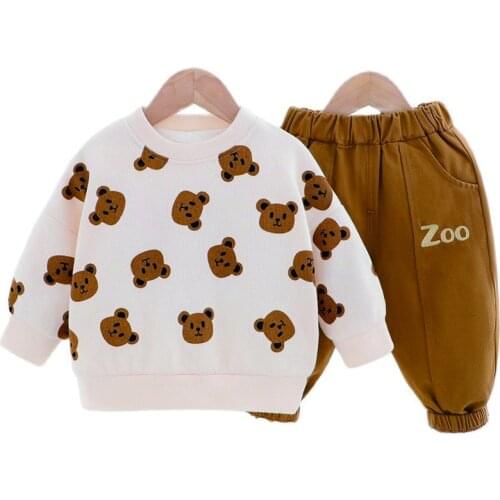 Boys Girls Sets Kids Tracksuit Spring Autumn 2021 New Fashion Cartoon Bear Top Pants Suits Clothes Baby Clothing 1 2 3 4 Years