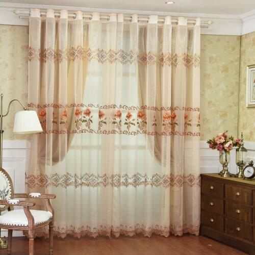 Korean Curtains for Living Room Bedroom Pastoral Wedding Room Lace Double Bay Window Embroidered Tulle Curtains Customization