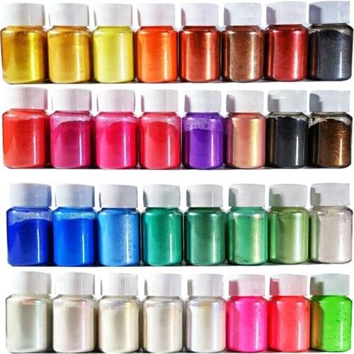 32 Colors Cosmetic Grade Pearlescent Natural Mica Mineral Powder Epoxy Resin Dye Pearl Pigment DIY Jewelry Crafts Making Tool