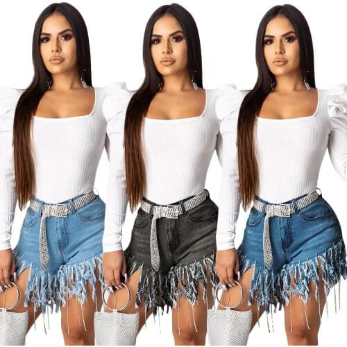 Summer European and American Sexy Diamond-Studded Fringe Brushed Denim Shorts Womens Casual Straight-Leg Hot Pants