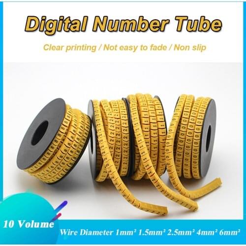 10 Volume Cable Markers Letter Number 0 To 9 for Wire Diameter 1mm² 1.5mm² 2.5mm² 4mm² 6mm² Cable Wire Markers Cable Label Tube
