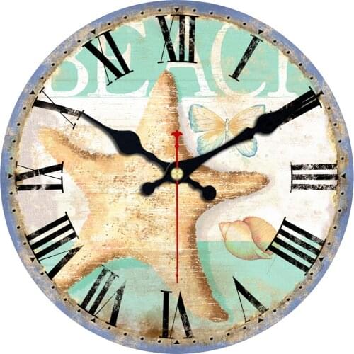 Lighthouse Sea Snail Starfish Large Nautical Home Decor Round Wall Clock Silent Math Roman Numeral Clocks For Walls Clock