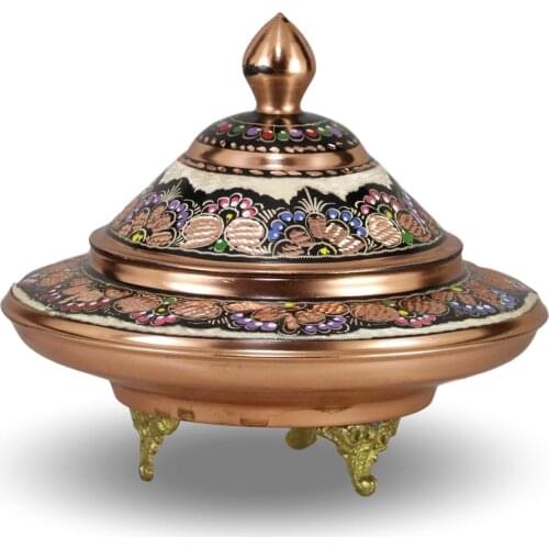 Morya Copper Sugar Bowl Candy Jars with Cover Storage Home Decor Organizer Rustic Dessert Ice Cream Snacks Nuts Bite Middle size