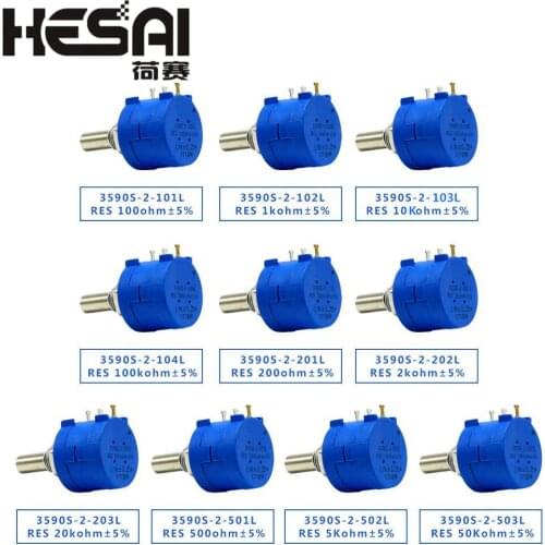 3590S-2-103L 3590S 10K ohm Precision Multiturn Potentiometer 10 Ring Adjustable Resistor 3590S 500 1K 2K 5K 20K 50K 100K ohm
