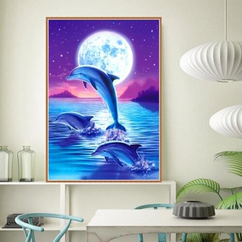 Animal Full diamond embroidery kit 5D DIY diamond painting dolphin seabed landscape mosaic art home decoration Christmas CV322