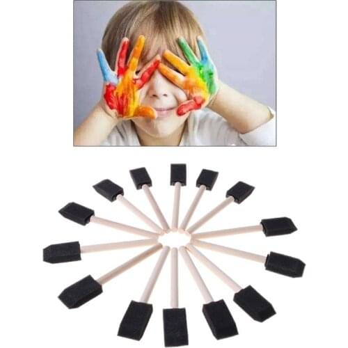 1 inch Foam Sponge Wood Handle Paint Brush Set - Lightweight, Durable and Great for Acrylics, Stains, Varnishes, Crafts