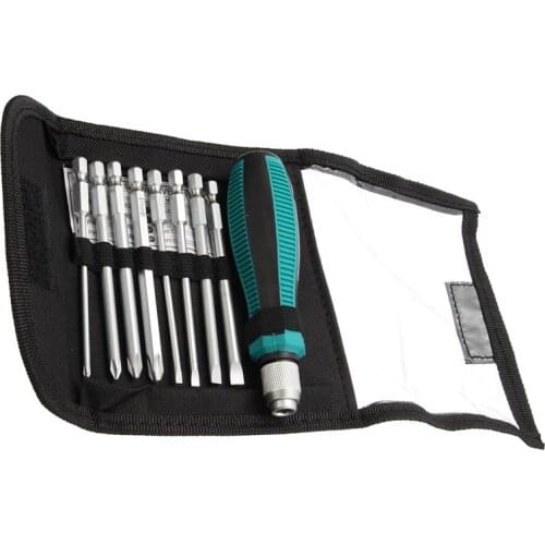 New 9 IN 1 Screwdrivers Kit Bag 8 Insert Bits+1pcs Rubber Handle 9PCS/set Screwdriver Set