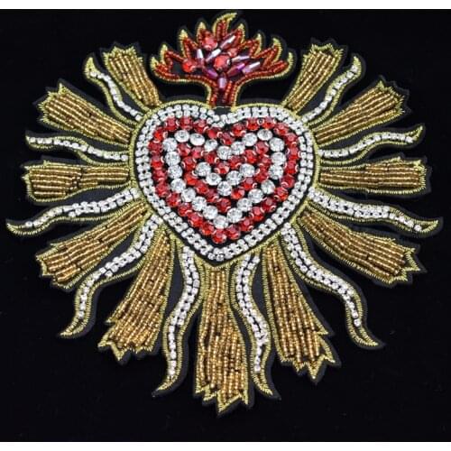 Rhineston Love heart Patch for Clothing Sewing on Diamond Applique Clothes Bags cap Decoration Patch DIY Apparel