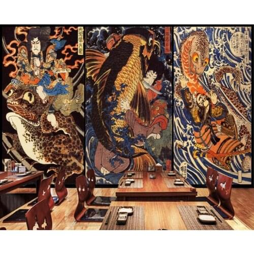Wall paper 3 d home decor custom mural Retro Japanese Ukiyo-e Monster Restaurant background photo wallpaper in the living room