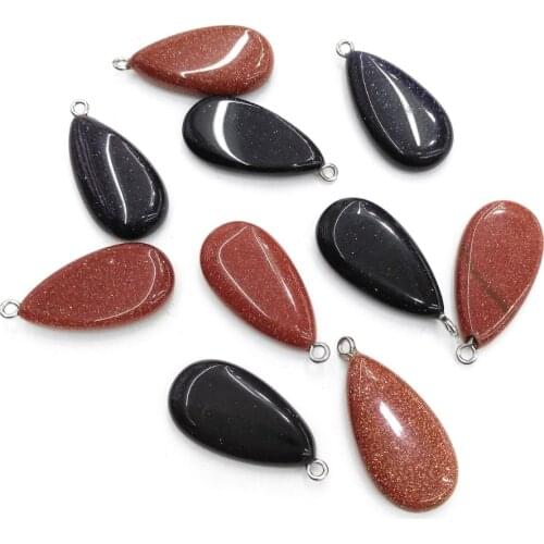 Natural stone Sand Blue pendant Water drop shape Pendants for Jewelry Making DIY Necklace Accessories Size 12x30mm