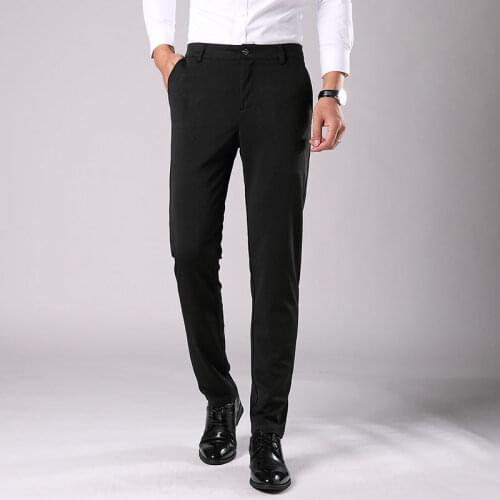 2021 New Mens Suit Pants Spring Autumn Fashion Business Casual Suit Pants Male Elastic Straight Formal Trousers Plus Size 28-38