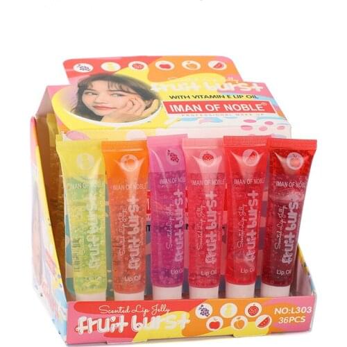 Wholesale 36pcs Fruit Vitamin Lip Gloss Cute Natural Moisturizing Kids Baby Girls Lip Oil Kawaii Moisturizing Lips Care Bulk