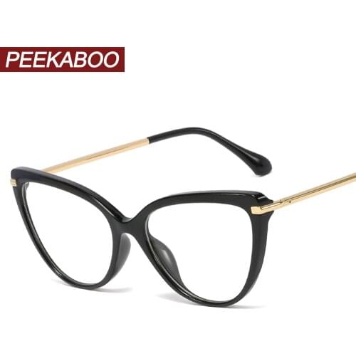Peekaboo tr90 retro cat eye eyeglasses womens frame accessories transparent half metal glasses women optical clear lens