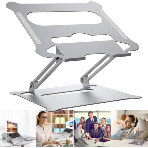 New Laptop Notebook Stand Holder Adjustable Aluminum Stand Riser Portable Light Weight for Home Office Travel DOM668