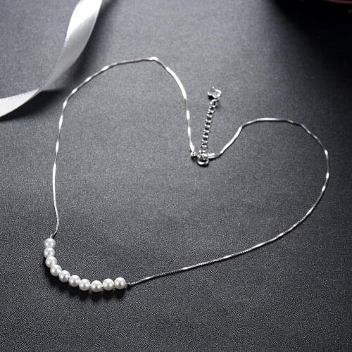 LEKANI Pearls Necklace Pendant DIY Making Crystals From Real 925 Silver Chain Collares For Women Wedding Office Gift