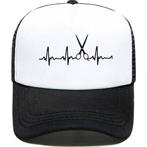 Casual Heartbeat Hairdresser Baseball Cap Print Unisex Women Men Parent-child Hats Mesh Visor Outdoor Sun Hat Adjustable Caps