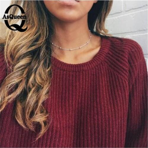 Simple Metal Beads Chokers Necklaces For Women Jewelry Gold Silver Chain Necklace Party Gift Hot Sale