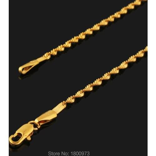 Luxury Wedding jewelry collares women18k gold necklace 3mm 18 inches fashion jewelry