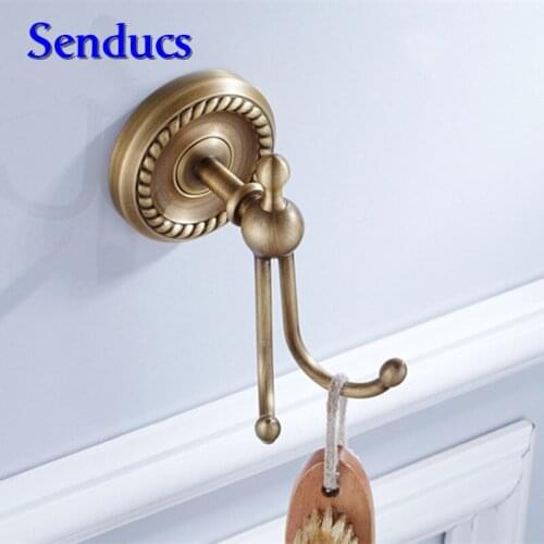 Luxurious Free Shipping Wholesale And Retail Wall Mounted Clothes Coat Robe Purse Hat Hook Antique Brass Towel Hook