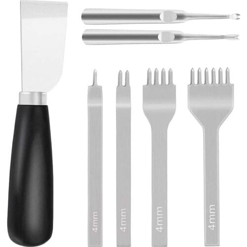 DIY Lacing Stitching Chisel Set Skiving DIY Craft Tool,Leather Craft Kits for DIY Leather Craft Cutting Stitching Sewing