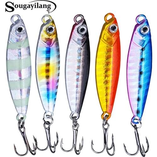 Sougayilang Fishing Lure Lifelike Eyes Metal Jig Slow Jig Bait Wobbler Jigging Spinner Spoon Bait Winter Minnow Tackle