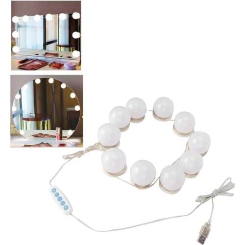 LED 12V Makeup Mirror Light Bulb Hollywood Vanity Lights Stepless Dimmable Wall Lamp 10Bulbs Kit for Dressing Table