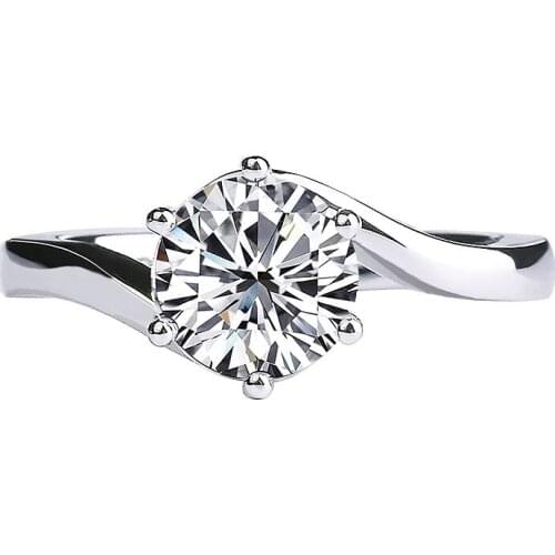 Solid 18K White Gold Au750 1ct DF Moissanite 6 Prong Twist Setting Ring Solarite Lab Diamond Engagement Ring For Women