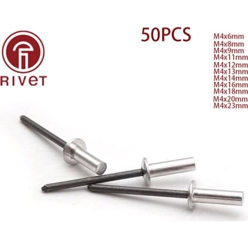50PCS M4.0 DIN 15973 Rivets Remaches Aluminum Steel Closed End Blind Rivets Round Dome Head Rivet Fasteners