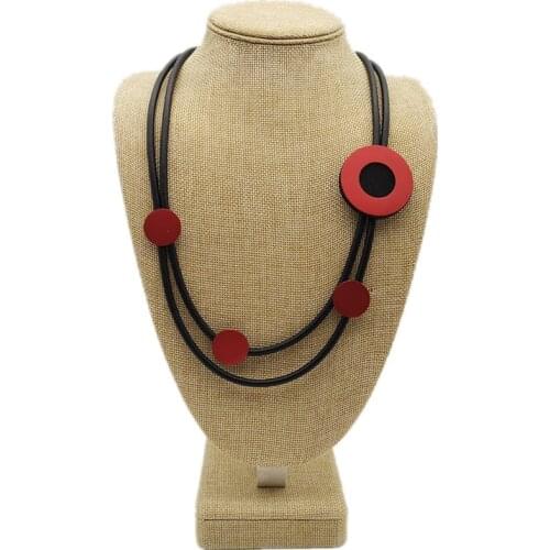 YD&YDBZ Black Rubber Rope Statement Short Necklace Women Fashion Red Aluminum Round Choker Bohemia Streetwear Jewelry Necklaces