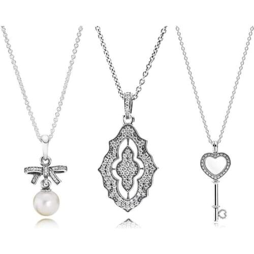 2020 high quality Fashion S925 Sterling Silver Classic New Floating Locket Heart Key Necklace Women Romantic Luxury Jewelry Gift