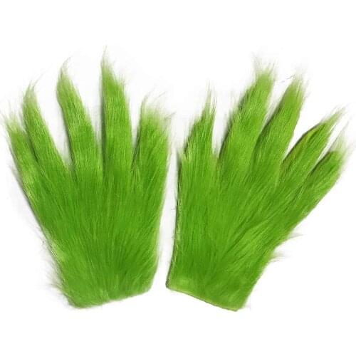 1 Pair Gloves Grinch Plush Glove Christmas Halloween Deluxe Party Cosplay Props XMAS Christmas Decoration Gloves